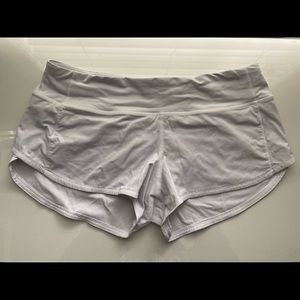 White Lululemon Speed Up Shorts